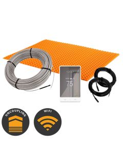 DITRA-HEAT Heated Flooring Systems | Schluter DITRA-HEAT WiFi Kit with 38 sq ft Cable, 60 sq ft Membrane, WiFi Touch Programmable Thermostat (120V)