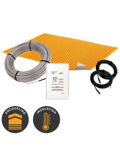 Complete Cable Kits | Schluter DITRA-HEAT-DUO Kit with 11 sq ft Cable, 25 sq ft INSULATED Membrane, Touchscreen Programmable Thermostat (120V)