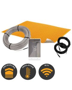 DITRA-HEAT Kits | Schluter DITRA-HEAT-DUO Kit with 16 sq ft Cable, 25 sq ft INSULATED Membrane, WiFi Programmable Thermostat (120V)
