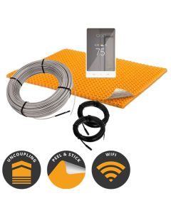 Complete Cable Kits | Schluter DITRA-HEAT Kit with 11 sq ft Cable, 25 sq ft PEEL & STICK Membrane, WiFi Programmable Thermostat (120V)