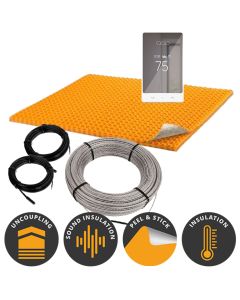 DITRA-HEAT Kits | Schluter DITRA-HEAT Kit with 11 sq ft Cable, 25 sq ft PEEL & STICK INSULATED Membrane, WiFi Programmable Thermostat (120V)