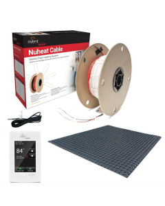 Nuheat Floor Heating Systems | nVent Nuheat Cable Kit with 30 sq ft Cable, 50 sq ft Membrane, Touchscreen Programmable Thermostat (120V)