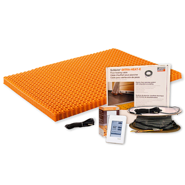 Schluter DITRA-HEAT Kit with 38 sq ft Cable, 60 sq ft Membrane, Touchscreen Programmable Thermostat (120V)