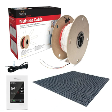 nVent Nuheat Cable Kit with 30 sq ft Cable, 50 sq ft Membrane, Touchscreen Programmable Thermostat (120V)