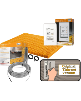 All in One Floor Heating Kit with 16 sq ft Cable, 25 sq ft Membrane, Touchscreen Programmable Thermostat (240V)