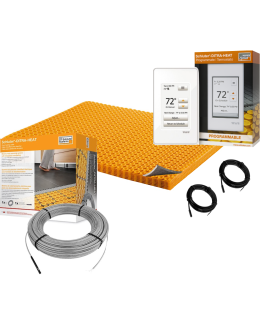 All in One Floor Heating Kit with 43 sq ft Cable, 69 sq ft INSULATED Membrane, Touchscreen Programmable Thermostat (120V)