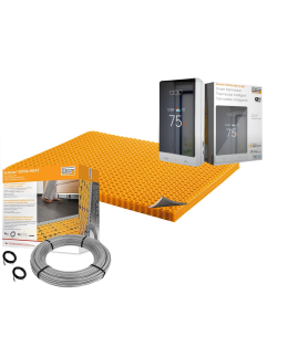 All in One Floor Heating Kit with 51 sq ft Cable, 77 sq ft INSULATED Membrane, WiFi Programmable Thermostat (120V)