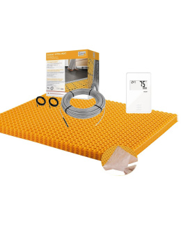 Brands | All in One Floor Heating Kit with 21 sq ft Cable, 34 sq ft Peel & Stick Membrane, Non-Programmable Thermostat (120V)