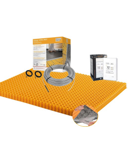 All in One Floor Heating Kit with 16 sq ft Cable, 25 sq ft Peel & Stick Insulated DUO Membrane, WiFi Touchscreen Programmable Thermostat (120V)